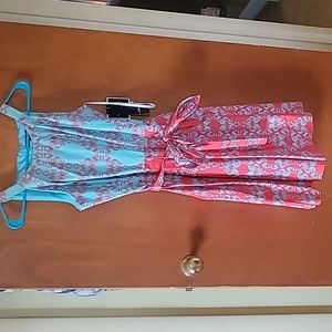 Turquoise and coral summer dress size 4 women